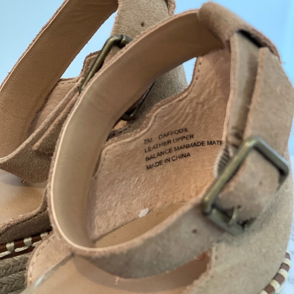 Tan Suede Leather wedge espadrilles - Picture 2 of 5